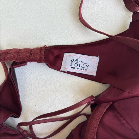 Oh Polly burgundy animal print body suit size 4 - Picture 3 of 4